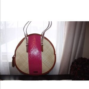 Whit  round woven women’s purse shoulder bag